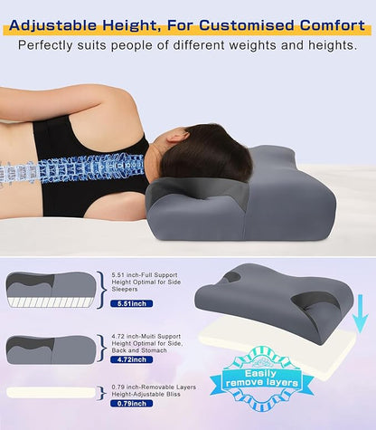 IKSTAR 5.0 CPAP Pillow for Side Sleeper - Adjustable Height/Neck Support - Memory Foam Pillow Suitable for All CPAP Mask Users-Ideal for Side Back Sleeper-Reduce Air Leaks