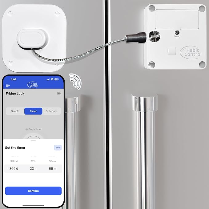 Smart Lock - App-Controlled Access for Snacks, Food & Alcohol - 3-in-1 Modes: Timer, Schedule & Simple Lock to Build Focused, Healthy Habits - for Refrigerators, Cabinets & Drawers