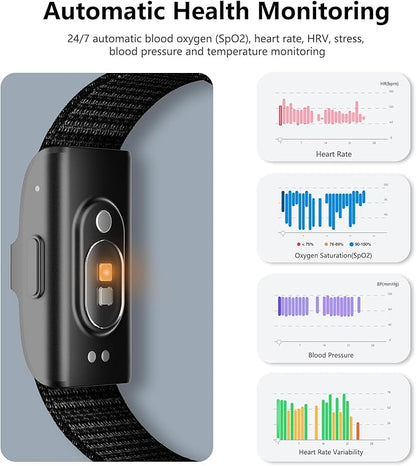 IAMJOY Smart Health Wristband, Wearable Activity & Fitness Tracker for Multi-Sport Mode, All-Day Automatic Continuous Monitoring of Health Data, Improve Sleep, Stress & Wellness, with Free App, Black
