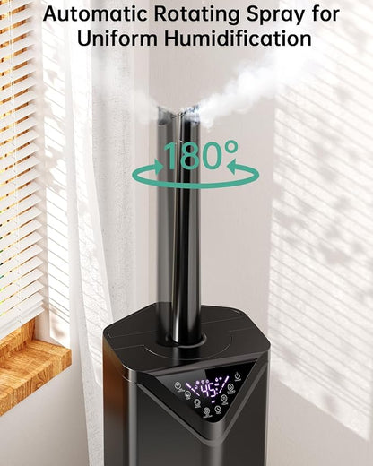 5Gal Humidifiers for Bedroom Large Room up to 2800ft², APP/Remote Control, 60H Supersized Cool Mist Humidifier with Auto 180°Mist Tube, 24H Timer, Top Fill Humidifiers for Home Office Plants
