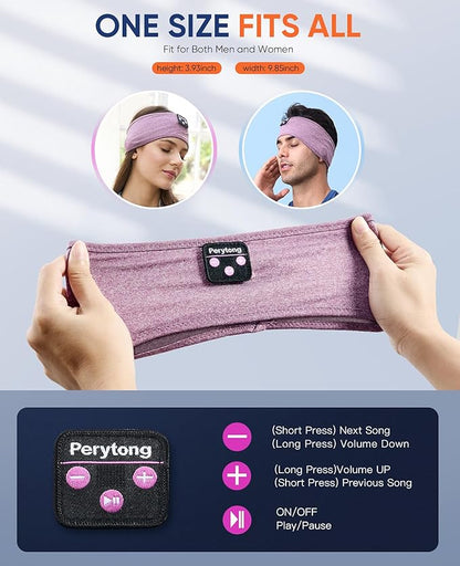 Perytong Sleeping Headphones, Bluetooth Headband, Soft Comfortable Headphones for Sleeping, Nap, Relaxation, Meditation, Yoga, Running, Jogging, Cool Tech Gifts for Women Men