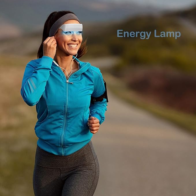 Light Therapy Glasses with Travel Case, Blue Light Therapy and Daylight LED Sunlight, Wearable UV-Free Happy Lamp, Natural Relief for Good Sleep, Happy Mood, Boost Energy and Jet Lag