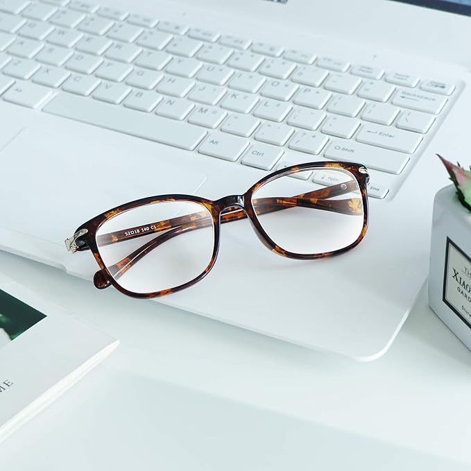 VisionGlobal Blue Light Blocking Glasses for Women/Men, Anti Eyestrain, Computer Reading, TV Glasses, Stylish Square Frame, Anti Glare