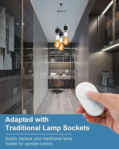 Remote Control Light Socket for 500W E26/E27 Bulb Base Holder, No Wiring Wireless Light Switch Kit Light Fixtures
