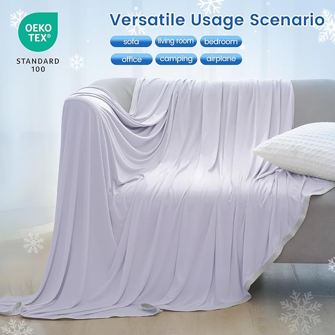 PHF Double Cooling Throw Blanket for Hot Sleepers, Arc-Chill Q-Max>0.5 with Double Cooling, Summer Blanket Absorbs Heat to Keep Cool All Night for Night Sweats (Purple, 50''x60'')