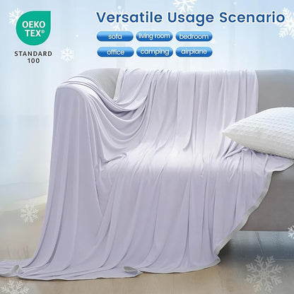 PHF Double Cooling Blanket for Hot Sleepers Queen Size, Arc-Chill Q-Max>0.5 with Double Cooling, Summer Blanket Absorbs Heat to Keep Cool All Night for Night Sweats (Purple, 90''x90'')