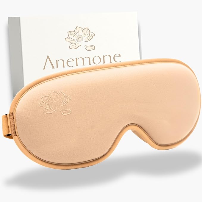 Anemone Sleep Mask for Women – Ultra Soft Cooling Fabric Eye Mask with 100% Light-Blocking Design, Deep Eye Cups, Zero-Pressure Fit