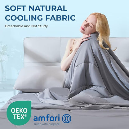 BDEUS Cooling Comforter Full/Queen Size with 2 Pillowcases Set, Soft Cooling Blanket for Hot Sleeper, Lightweight Summer Quilt, Cold Ice Feeling Double Side Bed Set, 90"X90"