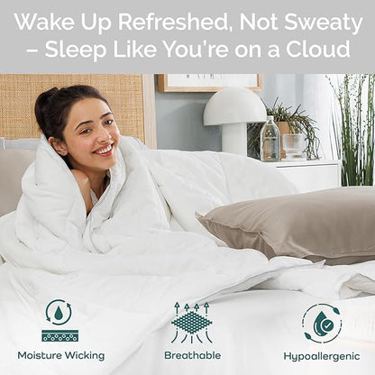 100% Viscose Derived from Bamboo Comforter, Cooling Comforter, Duvet Insert, Breathable, Extra Fluffy, Lightweight Comforters, Oversized King