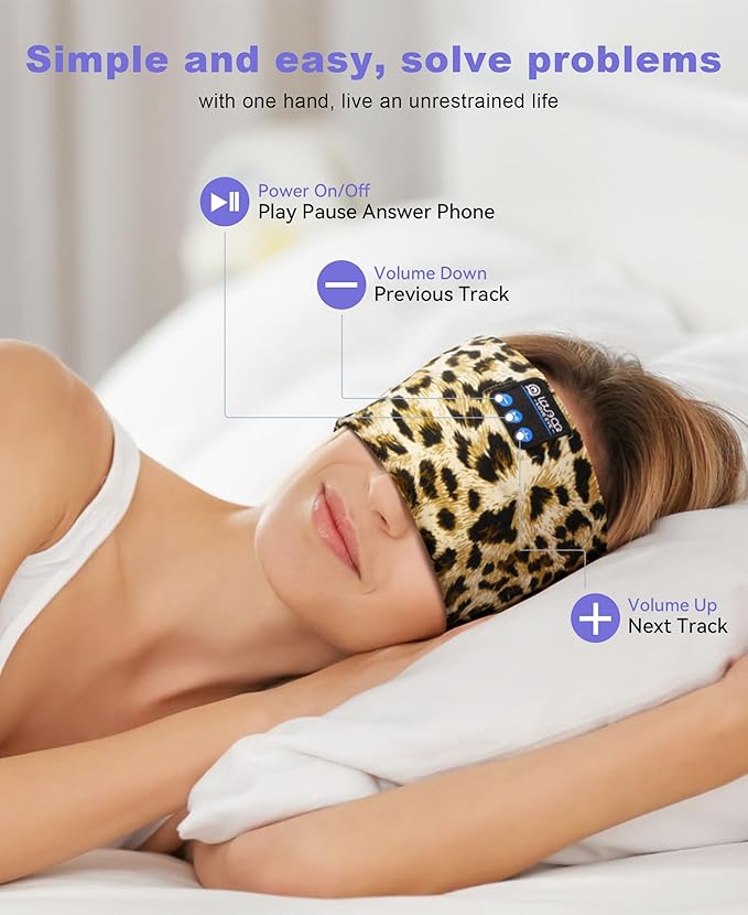 LOVE EYE Sleep Headphones Wireless Headband Headphones Bluetooth 5.4 for Side Sleeper Bluetooth Headband Earphones for Sports for tech Gadgets Gifts