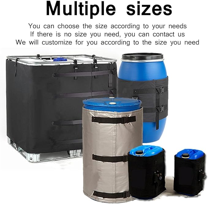 IBC Tote Heater Blanket, IBC Tote Heating Jacket, 55 Gallon/275 Gallon Smart Temperature Control up to 200°C, IBC Tote Insulated Cover, For petroleum, chemical, food processing Grey-275Gallon1000L