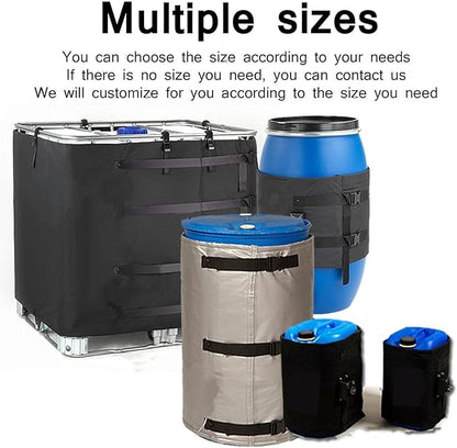 IBC Tote Heater Blanket, IBC Tote Heating Jacket, 55 Gallon/275 Gallon Smart Temperature Control up to 200°C, IBC Tote Insulated Cover, For petroleum, chemical, food processing Grey-275Gallon1000L