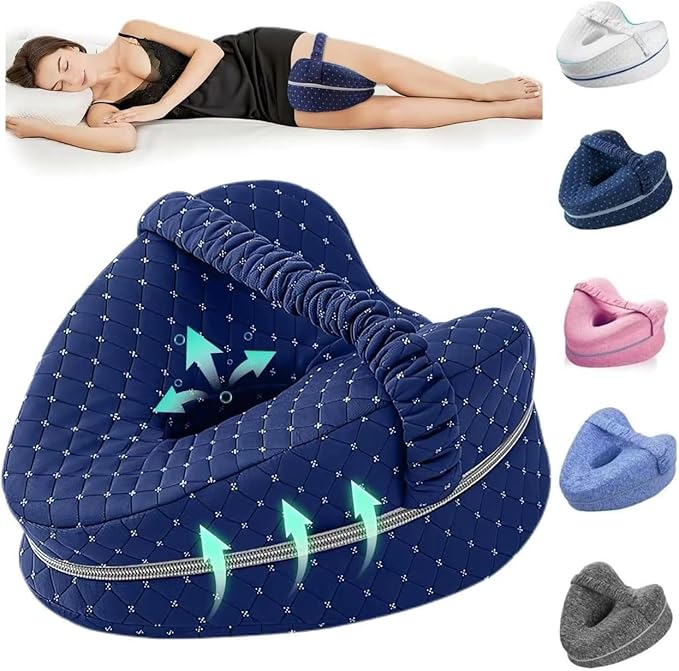 Leg Pillow, Knee Pillow for Side Sleepers, Alignment Pillows for Side Sleepers, Leg Pillows for Sleeping, Knee Cushion for Sleeping Relieving Leg, Back, Knee Pain (Navy)