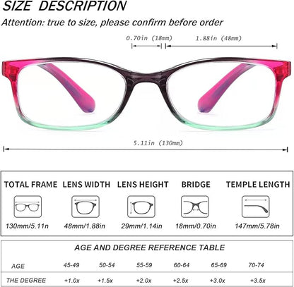 EYEURL Reading Glasses for Women, 2 Pack Blue Light Blocking Readers Lightweight Filter UV Ray/Glare Anti Eyestrain 1.0