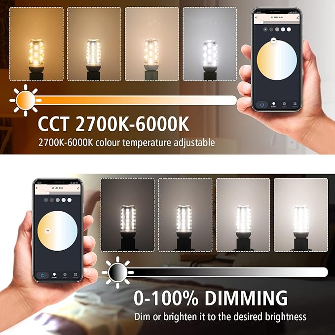 YUIIP Smart Dimmable LED Light Bulb, 4W G9, Replacement 40W Halogen, Wi-Fi & Voice Control, 400Lm, 2700K-6000K, 4 Pack