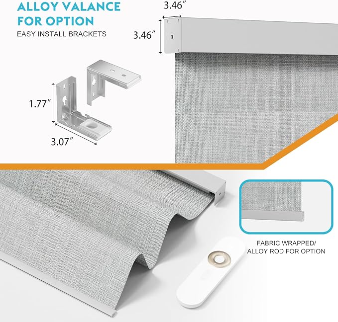 Motorized Blinds with Remote, Smart Blind Roller Shades Compatible with Alexa, Durable Rechargeable Battery Solar Power Electric Window Blinds Motorized Shades Customized Size (3-Layer Grey)