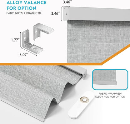 Motorized Blinds with Remote, Smart Blind Roller Shades Compatible with Alexa, Durable Rechargeable Battery Solar Power Electric Window Blinds Motorized Shades Customized Size (3-Layer Grey)