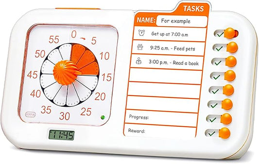 3-in-1 Visual ADHD Timer for Kids & Adults with Planning Board, Task Timer, Chore Chart & Visual Schedule Planner, Autism & ADHD Tools with Checklist for Homeschool Supplies, Home, School