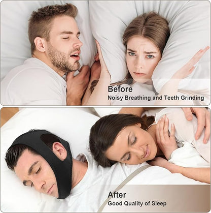 Chin Strap for Sleeping, Chin Strap for Snoring, Adjustable and Breathable Anti Snoring Devices, Anti Snoring Chin Strap for Men and Women to Stop Snoring, Skin-Friendly Comfortable Sleeping -Black