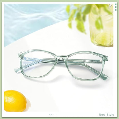 Madison Avenue TR90 Blue Light Blocking Glasses Anti Eyestrain UV Glare Blue Light Glasses for Women TV Phone Computer Gaming Eyeglasses (Transparent Green)