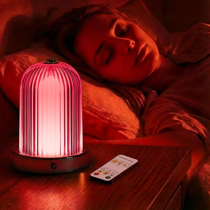 Red Light Therapy Sleep Lamp, Crystal Egg Design, 670nm Red Glow, 3 Color Modes, 9-Step Dimming, USB C Charging, Timer