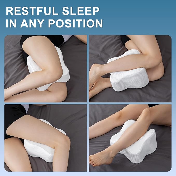 Knee Pillow for Side Sleepers,Leg Pillows for Sciatica,Knees,HIPS,Joints Between Legs,Back Pain Relief When Side Sleeping Spine Alignment Support for Knee Surgery Recovery,White