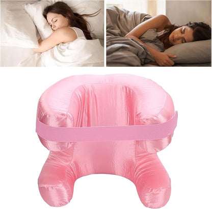 Memory Foam Face Pillow, Ergonomic Design, Silk Fabric Beauty Pillow for Back Sleep Training Pillow, Memory Foam Support, Soft Cushioning, Suitable for Comfortable Sleep (Pink)
