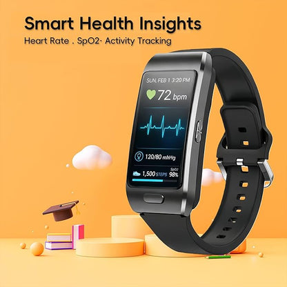 Slim Fitness Tracker for Men & Women, 1.57” HD Touchscreen Smart Band, Heart Rate & SPO₂ Tracking, Sleep & Activity Insights, Bluetooth Call Support (Black)