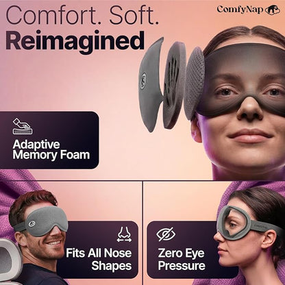 Eye Mask for Sleep with Ultimate Travel Case & Ear Plugs - DeepSpace™ Blackout Sleep Mask for Women Men, Side Sleeper Adjustable Eye Cover, Zero Eye Pressure, Memory Foam Eye Mask for Travel