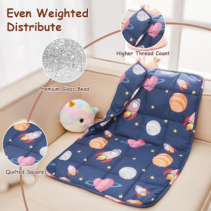 yescool Weighted Lap Pad 2 Pounds Weighted Lap Blanket, Space Plane Small Weighted Blanket, Weighted Throw Blanket Gift for Travel Indoor Outdoor, 20"x30"