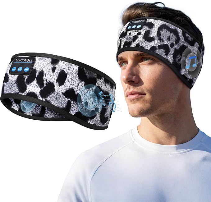 LC-dolida Sleep Headphones Bluetooth 5.4 Headband, Sports Wireless Earphones with Ultra-Thin HD Stereo Speaker Sweat Resistant Earbuds Sleeping Headphone for Workout Running Cool Gadgets Unique Gifts