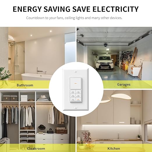 Minoston WiFi Timer Switch - Smart Countdown Timer, 5-15-30 Minutes/1-2-4 Hour, ON/OFF, Neutral Wire Needed, for Lights, Fans, Heaters, ETL Listed