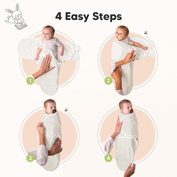 3-Pack Organic Baby Swaddle Sleep Sacks - Swaddles for Newborns, Infant 0-3 Months, Baby Girls, Boys, Soft & Snug Newborn Sleep Sack, Nursery Swaddling Blankets (Bumbly, OS)