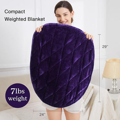 Alomidds Weighted Blanket 7lbs, Cozy Soft Flannel Portable Weighted Lap Blanket for Adults, Small Travel Weighted Blanket for Relaxing, Sleeping, Napping, Machine Washable, Purple, 29" x 24"