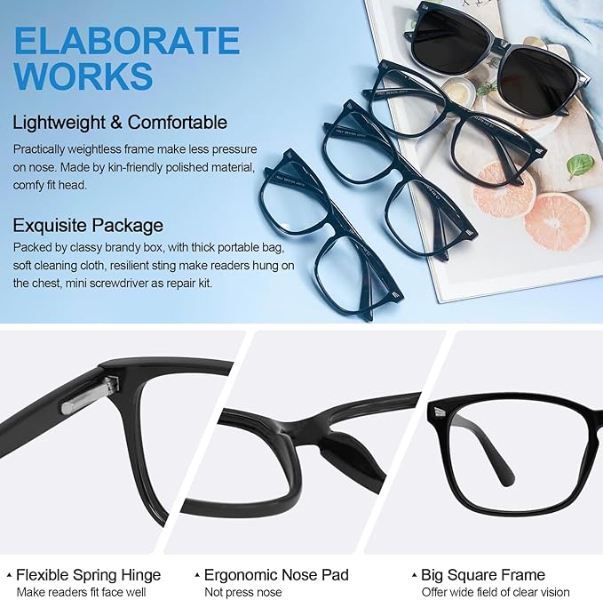 4 PACKS Blue Light Blocking Reading Glasses Women 1.0 1.25 1.5 1.75 2.0 2.25 2.5 2.75 3.0 3.5 4.0 5.0 6.0