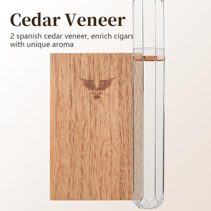 Bald Eagle Travel Cigar Tube, Cigar Case with Spanish Cedar Wood Veneer, Portable Pocket Cigar Tubes with Caps for Humidor, Crush-Proof Airtight, 2 Pack