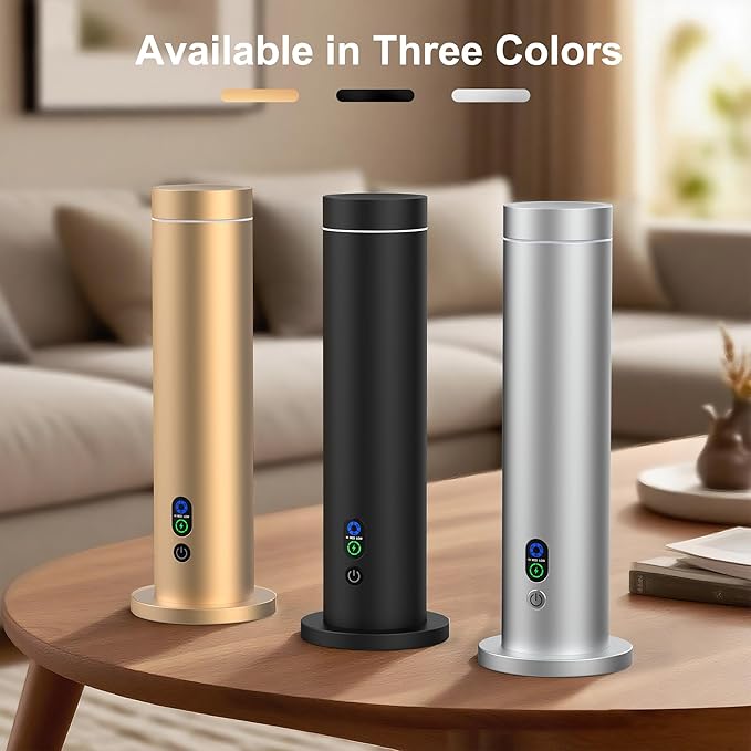 Waterless Diffuser, 1000 Sq.Ft Coverage, Essential Oil Diffuser with Tilt-Safe, Remote Control, Adjustable Mist Mode, Mood Lights Aromatherapy Diffuser for Home, Large Room, Office, Hotel, Black