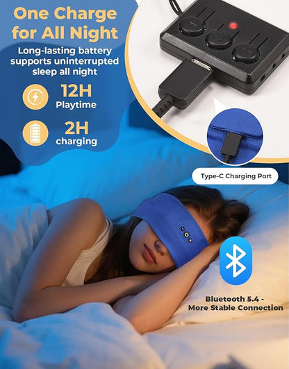 2PCS Sleeping Headphones, Headband Headphones with HD Stereo Speakers, Bluetooth Headband for Sports, Running, Workouts, Yoga, Travel, Gift - Black&Blue