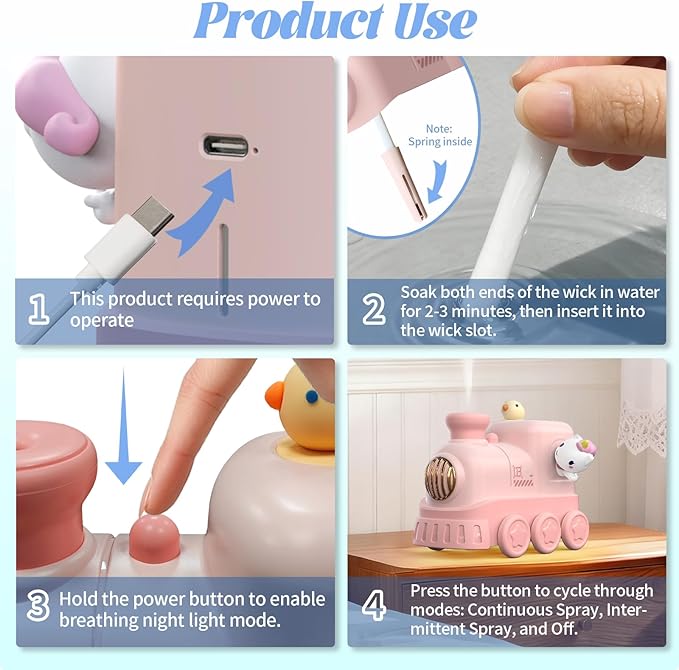 Portable Mini Humidifier,300ml USB Desktop Personal Cool Mist Small Humidifiers,2 Mist Modes,Auto Shut-Off,Mute for Bedroom/Home/Nursery/Office,Cute Mini Humidifier With Night Light (Green)