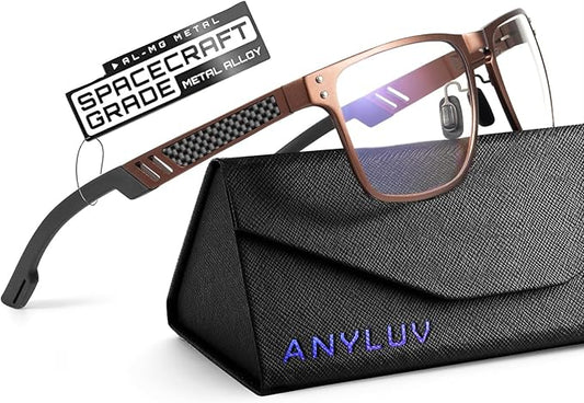 Blue Light Glasses Men Premium Mens Gaming Computer Glasses Clear Lens with Al-Mg Frame Anti Blue Ray Screen Blocker
