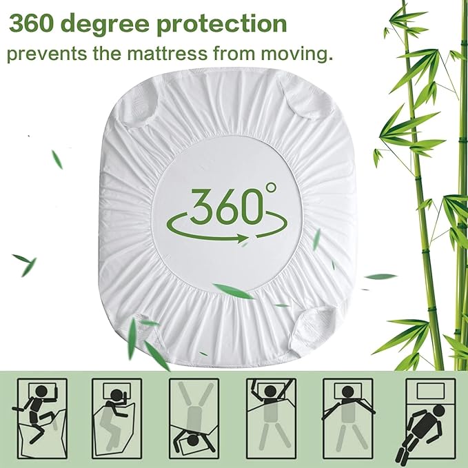 MERITLIFE Premium Waterproof Twin XL Size Mattress Protector Noiseless College Dorm Room Bed 4D Mattress Cover Extra Long Single Cooling Breathable Soft Washable (White,Twin XL 39"x80")
