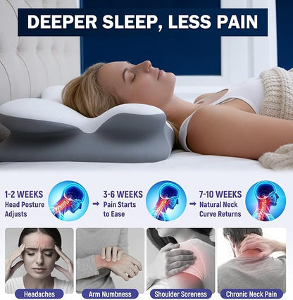 Cooling Cervical Pillow for Neck and Shoulder Pain Relief, Ergonomic Contour Memory Foam Neck Pillow, 2-in-1 Dual Height Orthopedic Bed Pillows for Side Back Stomach Sleepers, Washable Cover