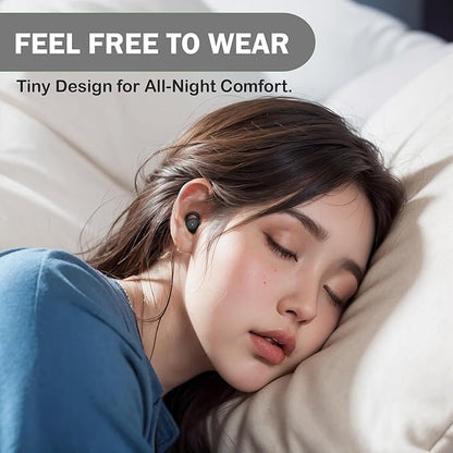 Smallest Invisible Sleep Earbuds Comfortable Noise Blocking Wireless Headphones for Sleeping Bluetooth Flat Ear Buds for Side Sleepers,Tiny Hidden Buds for Work Sports (Black)