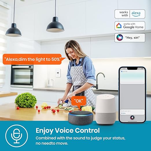 Milfra Smart Dimmer Switch 2Gang Digital Display Single-Pole 3Way Dimmer Smart Switch， 2024 New Model，Works with Siri, Alexa and Google Home，Voice and Remote Control，Neutral Wire Required