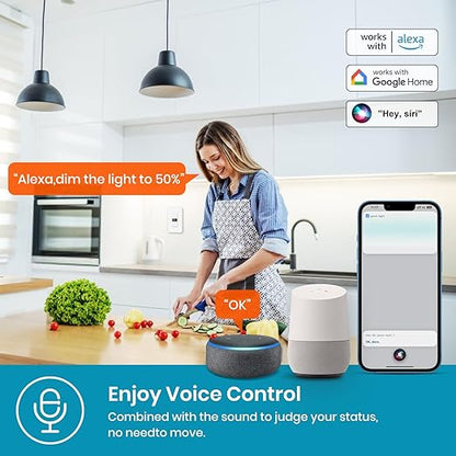 Milfra Smart Dimmer Switch 2Gang Digital Display Single-Pole 3Way Dimmer Smart Switch， 2024 New Model，Works with Siri, Alexa and Google Home，Voice and Remote Control，Neutral Wire Required
