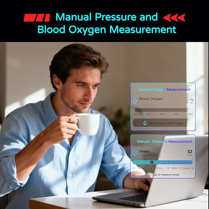 Smart Ring for Women Men, Tungsten Steel Fitness Tracker Ring with Sleep Monitoring, Heart Rate, Step Counting, IP68 Waterproof for iPhone and Android, No Subscription Fee