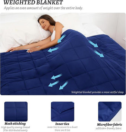 Weighted Blanket 88''x104''x20lbs Weighted Blankets NavyBlue heavey Blanket for Sleeping is Comfortable and Cozy