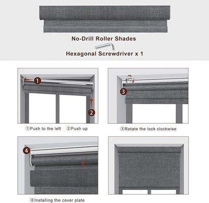 Bringnox No Drill Motorized Blinds with Remote,Blackout Windows,with Apple Homekit,Alexa,Google, with App,Voice Control Custom Size
