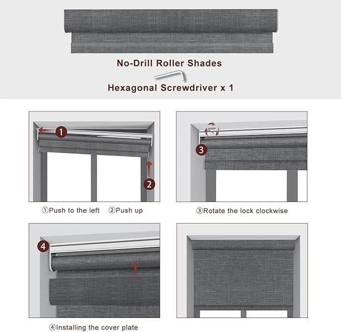 Bringnox No Drill Motorized Blinds with Remote,Blackout Windows,with Apple Homekit,Alexa,Google, with App,Voice Control Custom Size