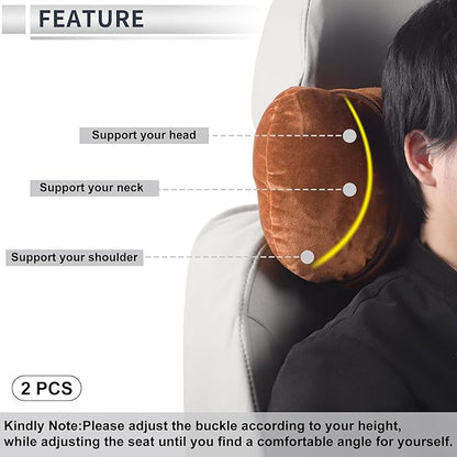 Car Headrest Pillow Ergonomic Comfortable Neck Pillow Neck Support Pillow Flannel, Memory Foam Adjustable Width Orange 2 Pcs for Driving Travel